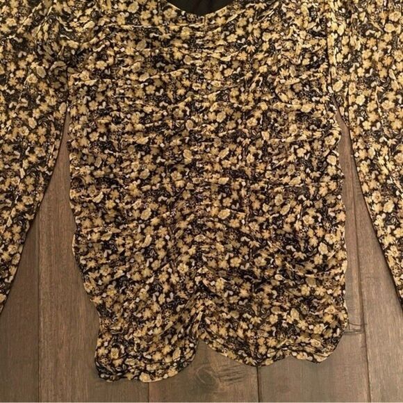 Jane + Delancey Yellow & Black Floral Blouse M NWT - Picture 3 of 5